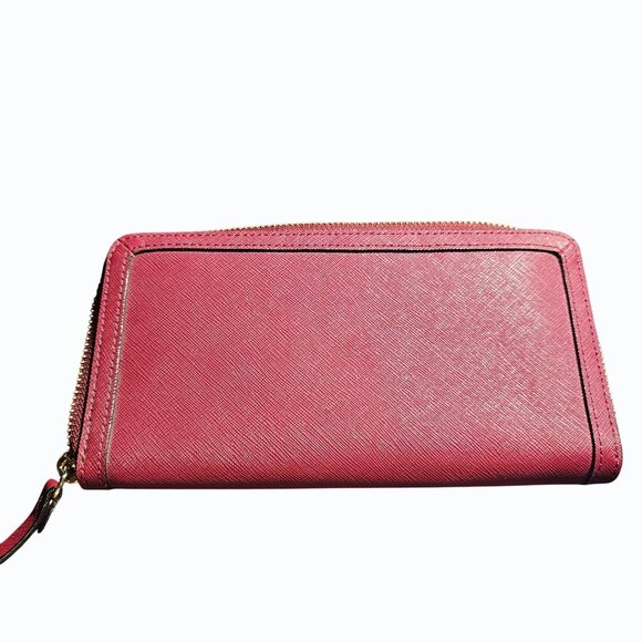 Kate Spade New York Hazel Court Bow Lacey Leather Zip Around Wallet, Merlot EUC - Picture 5 of 15